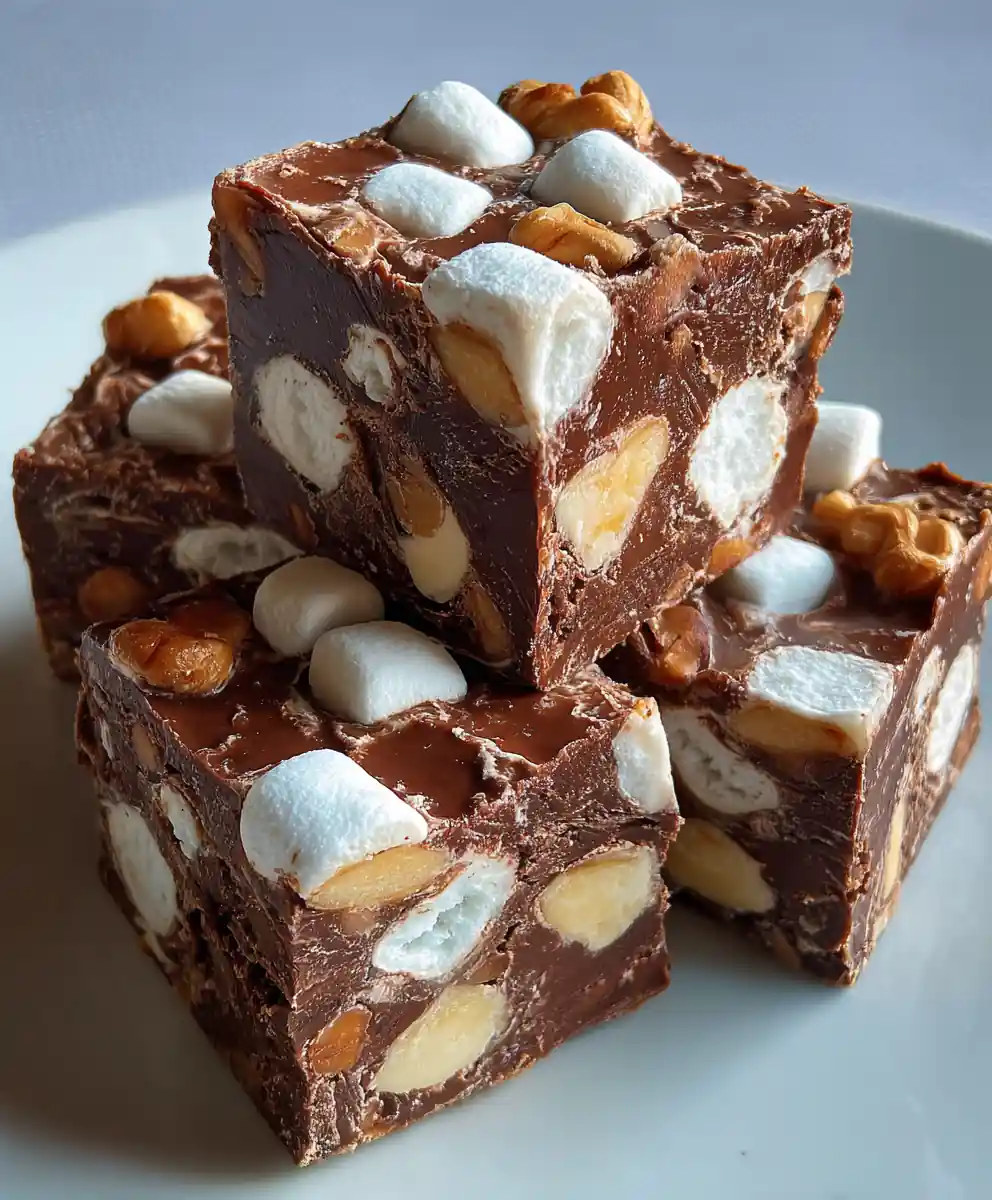 Easy Homemade Rocky Road Fudge with Gooey Marshmallow Chunks