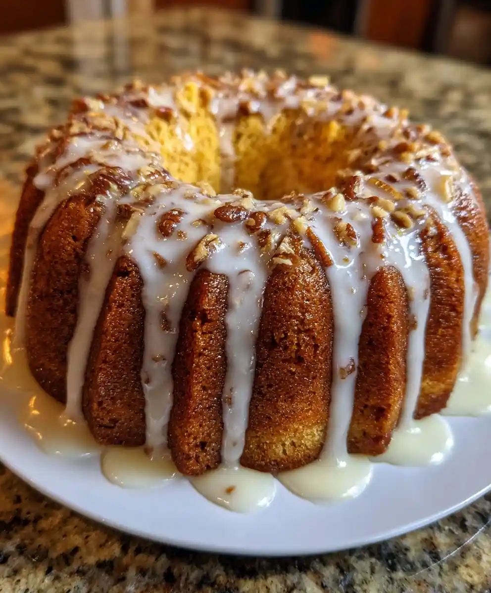 Irresistible Cinnamon Pecan Bundt Cake with Smooth Vanilla Glaze